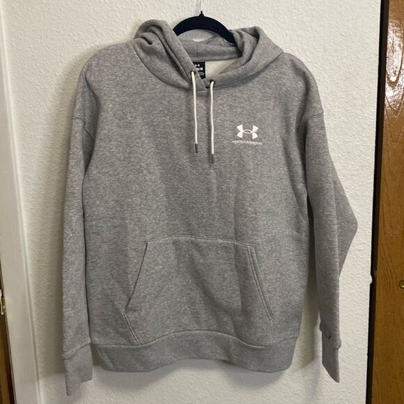 Under Armour essential fleece Hoodie heathered gray medium NWT - Picture 1 of 9